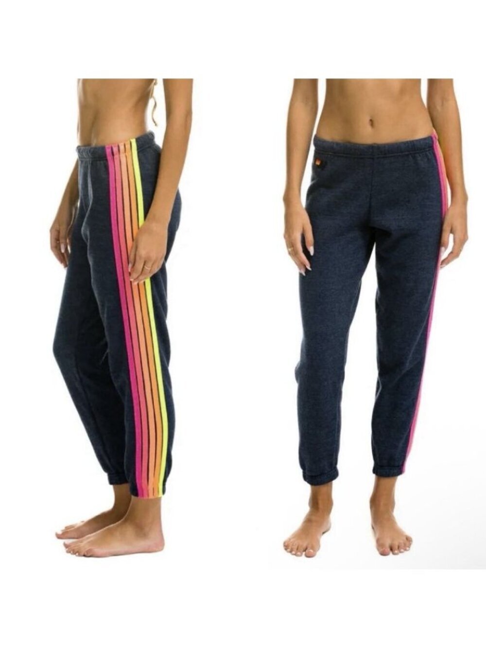 AVIATOR NATION 5 Stripe Heather Navy Neon Rainbow Women’s Size XS